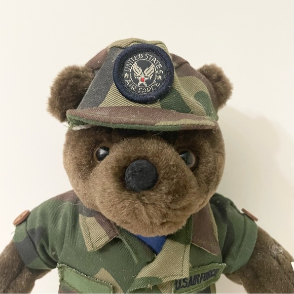 Vintage 1989 US  Bear Forces of America Plush Air Force Bear 11" Dark Brown Camo - Picture 2 of 16